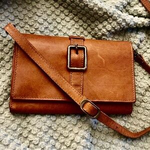 Good Condition Spikes & Sparrow Leather Wallet In A Brandy Cognac Color